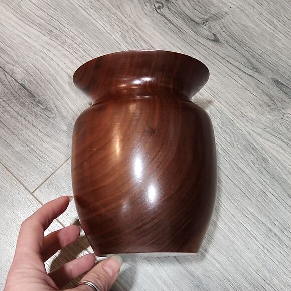Vintage Wooden Dark Vase - Picture 5 of 6